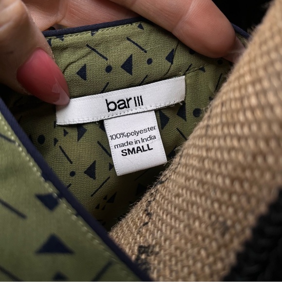 bar lll Long Sleeve Sheer Olive Green Navy Blouse Boho Delicate Hippie Flowy - Picture 2 of 7